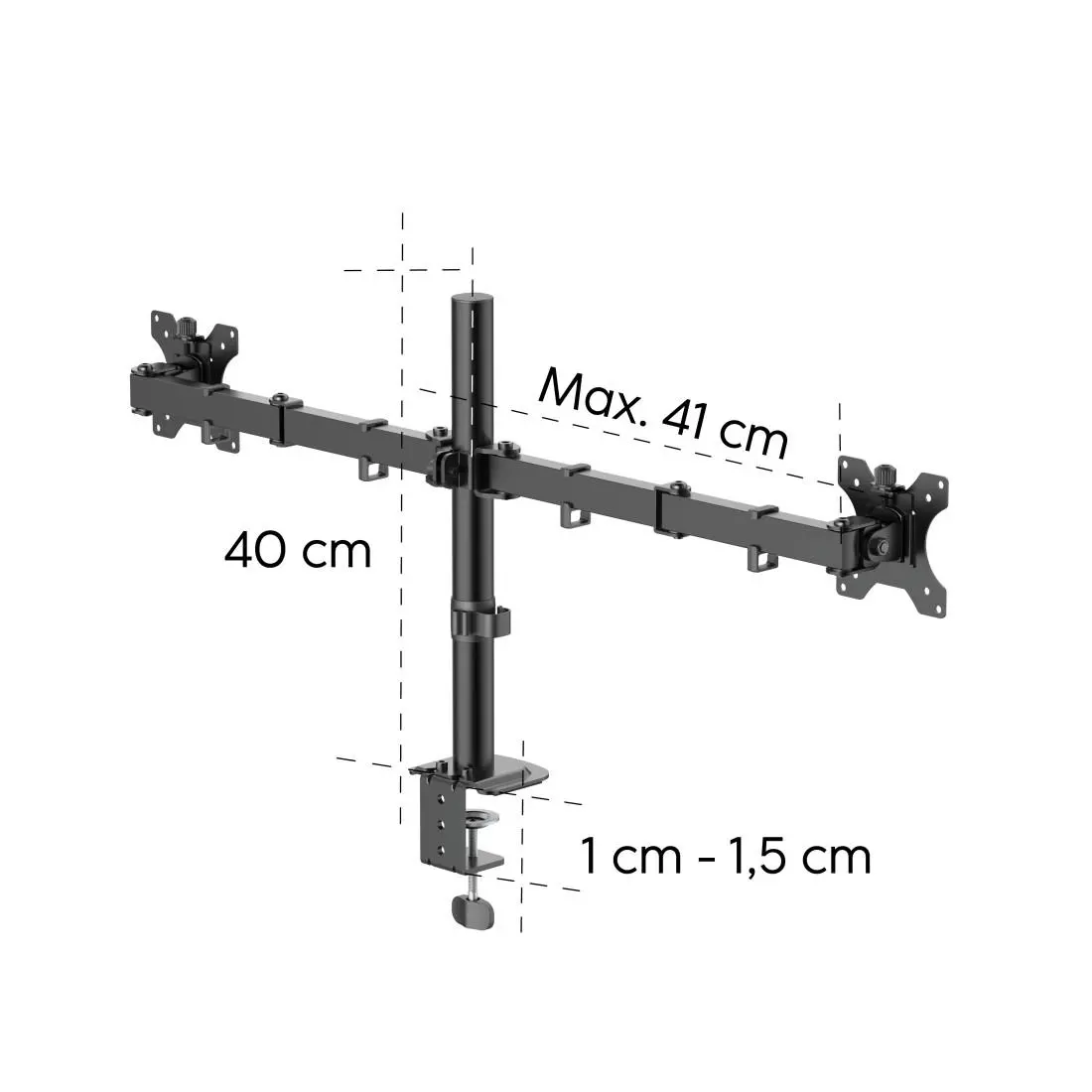 HAMA Стойка за 2 монитора за бюро, регулируема, 13" - 35", 12 кг, Черна - image 11