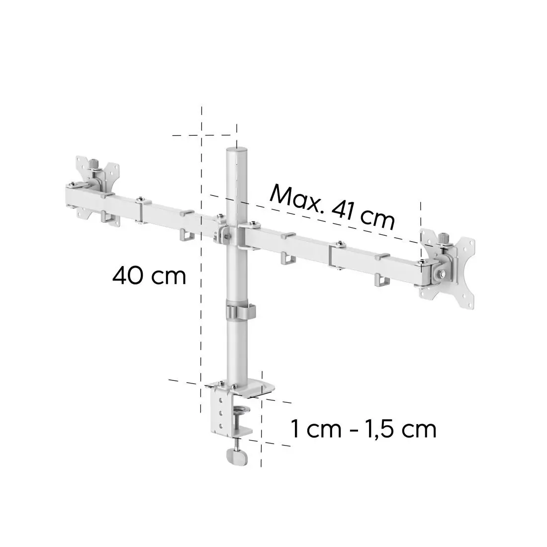 HAMA Стойка за 2 монитора за бюро, регулируема, 13" - 35", 12 кг, Бял - image 12