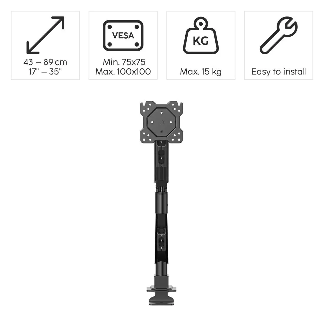 HAMA Стойка за монитор за бюро, 17"-35", регулируема, газова пружина - image 11