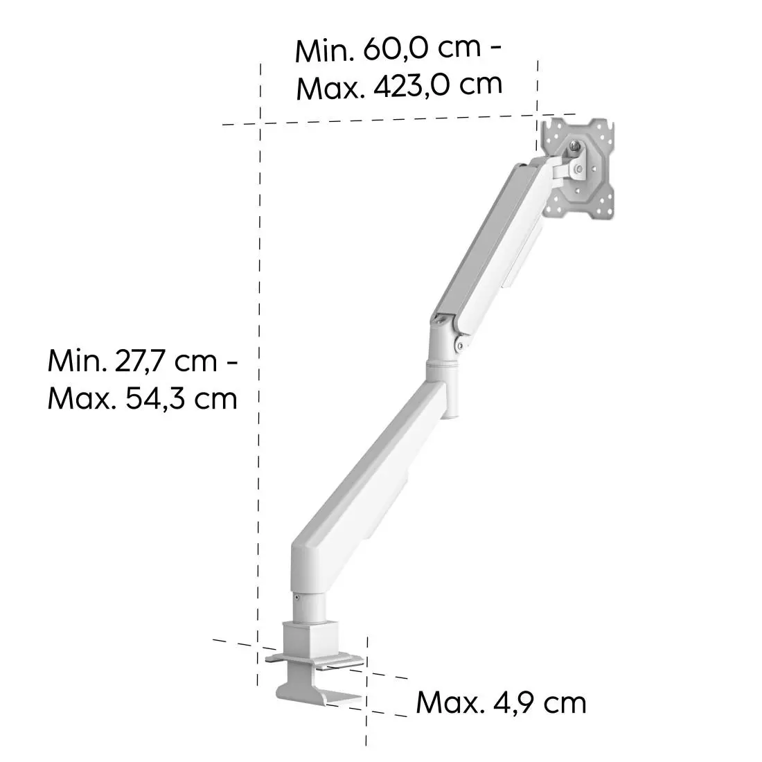 HAMA Стойка за монитор за бюро, 17"-35", регулируема, газова пружина, бял - image 12