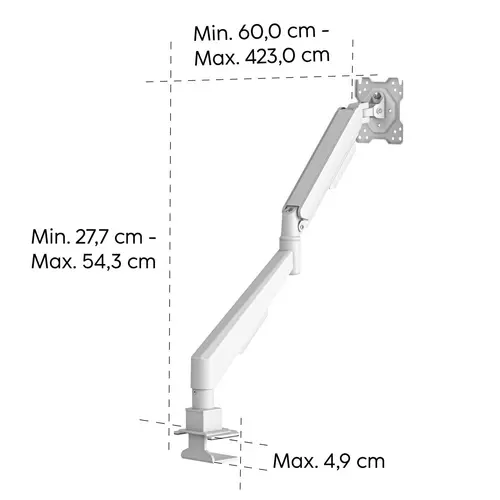 HAMA Стойка за монитор за бюро, 17"-35", регулируема, газова пружина, бял - image 12