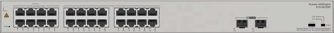Комутатор Huawei S110-24LP2SR, 24x1GE,PoE+,2xGE SFP, 124 W, неуправляем - image 3