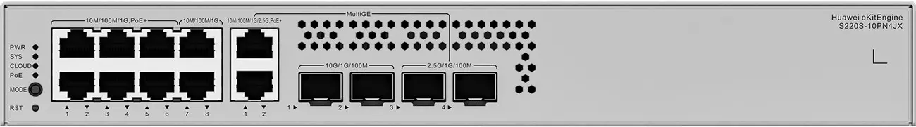 Комутатор Huawei S220S-10PN4JX,6x1G POE+,2x2.5G POE+,2x10G SFP+,2x2.5G SFP,128W - image 2