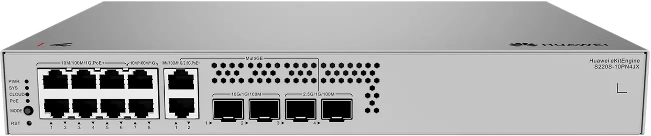 Комутатор Huawei S220S-10PN4JX,6x1G POE+,2x2.5G POE+,2x10G SFP+,2x2.5G SFP,128W - image 3