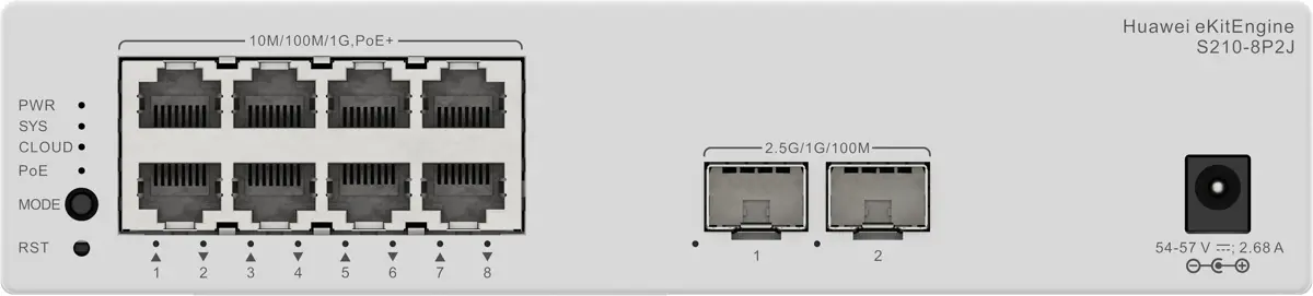 Комутатор Huawei S210-8P2J, 8x1Gb POE, 2x2.5Gb SFP, L2, 26 Gbit/s, 128 W - image 1