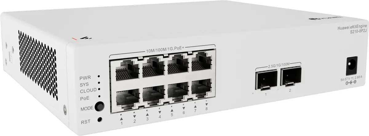 Комутатор Huawei S210-8P2J, 8x1Gb POE, 2x2.5Gb SFP, L2, 26 Gbit/s, 128 W - image 2