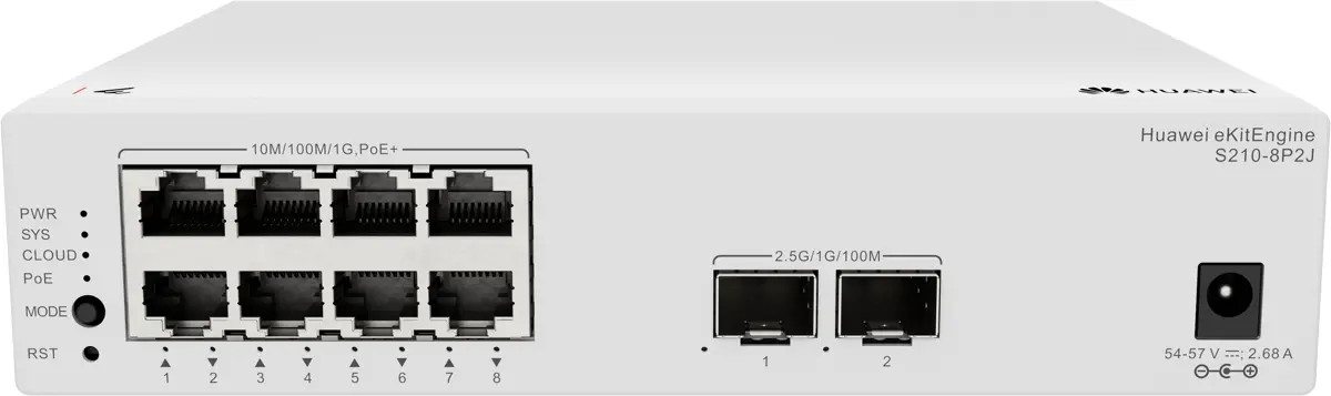 Комутатор Huawei S210-8P2J, 8x1Gb POE, 2x2.5Gb SFP, L2, 26 Gbit/s, 128 W - image 3