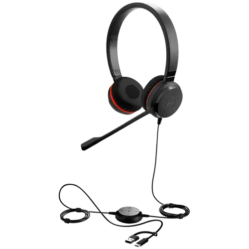 JABRA Evolve 20 SE, Stereo MS, USB C/A adapter, Leather