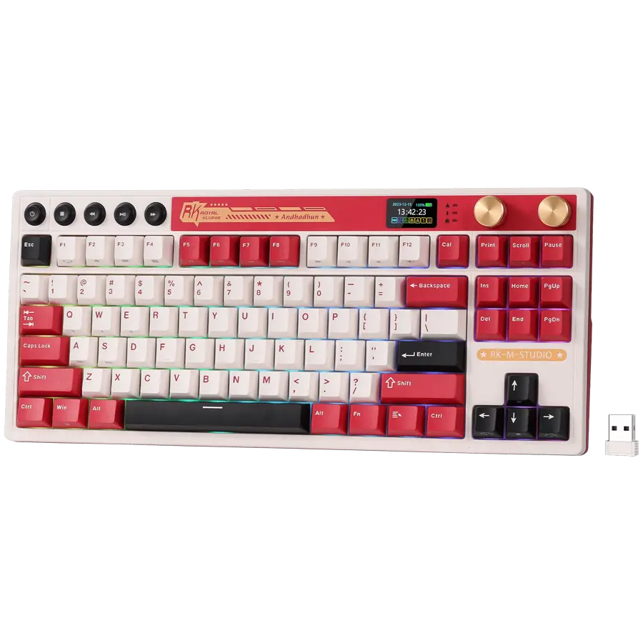 ROYAL KLUDGE RK M87 Famicom Gaming Keyboard Cream switch - image 1