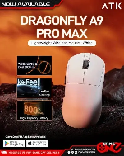 ATK професионална геймърска мишка Wireless Gaming Mouse A9 Pro Max 2.0 Tri-mode Nearlink - 8K, White - image 1