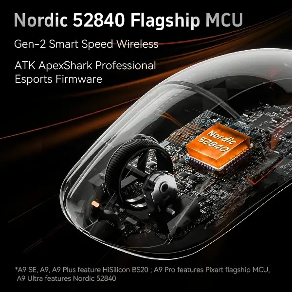 ATK професионална геймърска мишка Wireless Gaming Mouse A9 Pro Max 2.0 Tri-mode Nearlink - 8K, Black - image 2