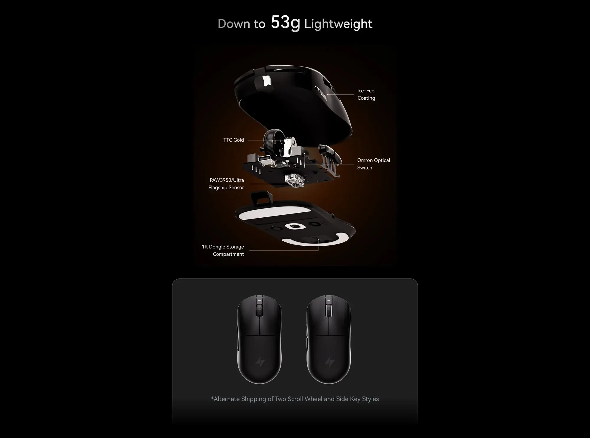 ATK професионална геймърска мишка Wireless Gaming Mouse A9 2.0 Tri-mode Nearlink - 1K, White - image 4