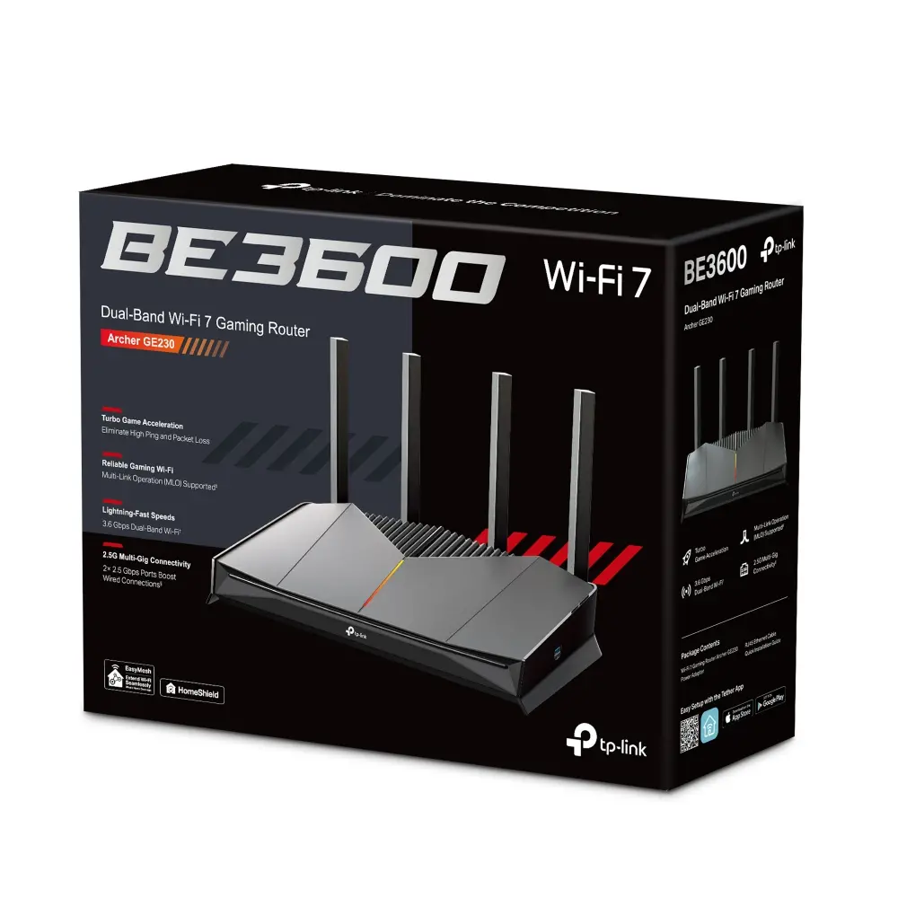 Безжичен рутер TP-Link Archer GE230,BE3600,WiFi7,2x2.5GbE,3xGbE,4x ант.,геймърск - image 9