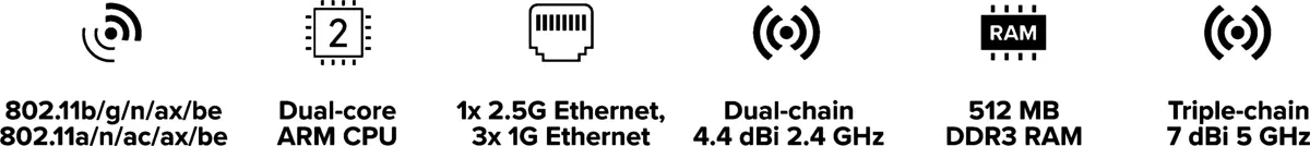 Безжичен рутер MikroTik A42G-HbeP, hAP be lite, WiFi 7, BE3600, 1x 2.5G, 3x GbE - image 4