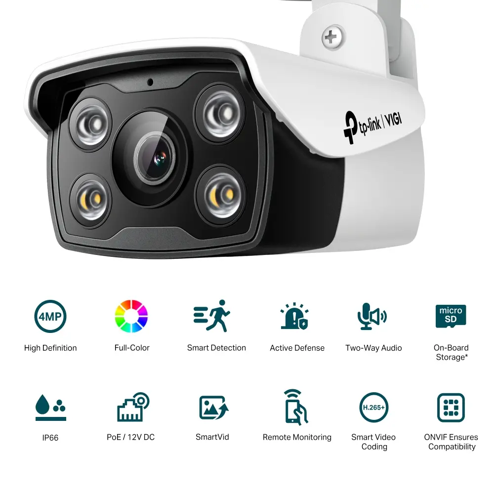 Камера TP-Link VIGI C340(2MM), 4MP, булет, Color, PoE/12V DC, IR до 30м.,Outdoor - image 1
