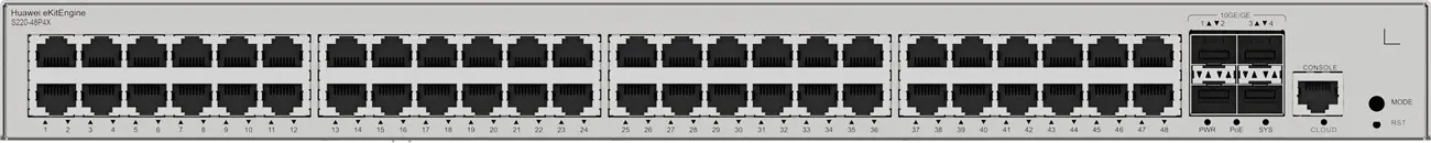 Комутатор Huawei S220-48P4X, 48x1G POE+, 4x10G SFP+, L2, 380W - image 3