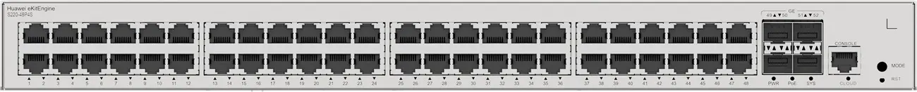 Комутатор Huawei S220-48P4S, 48x1G POE+, 4x1G SFP, L2, 380W - image 3