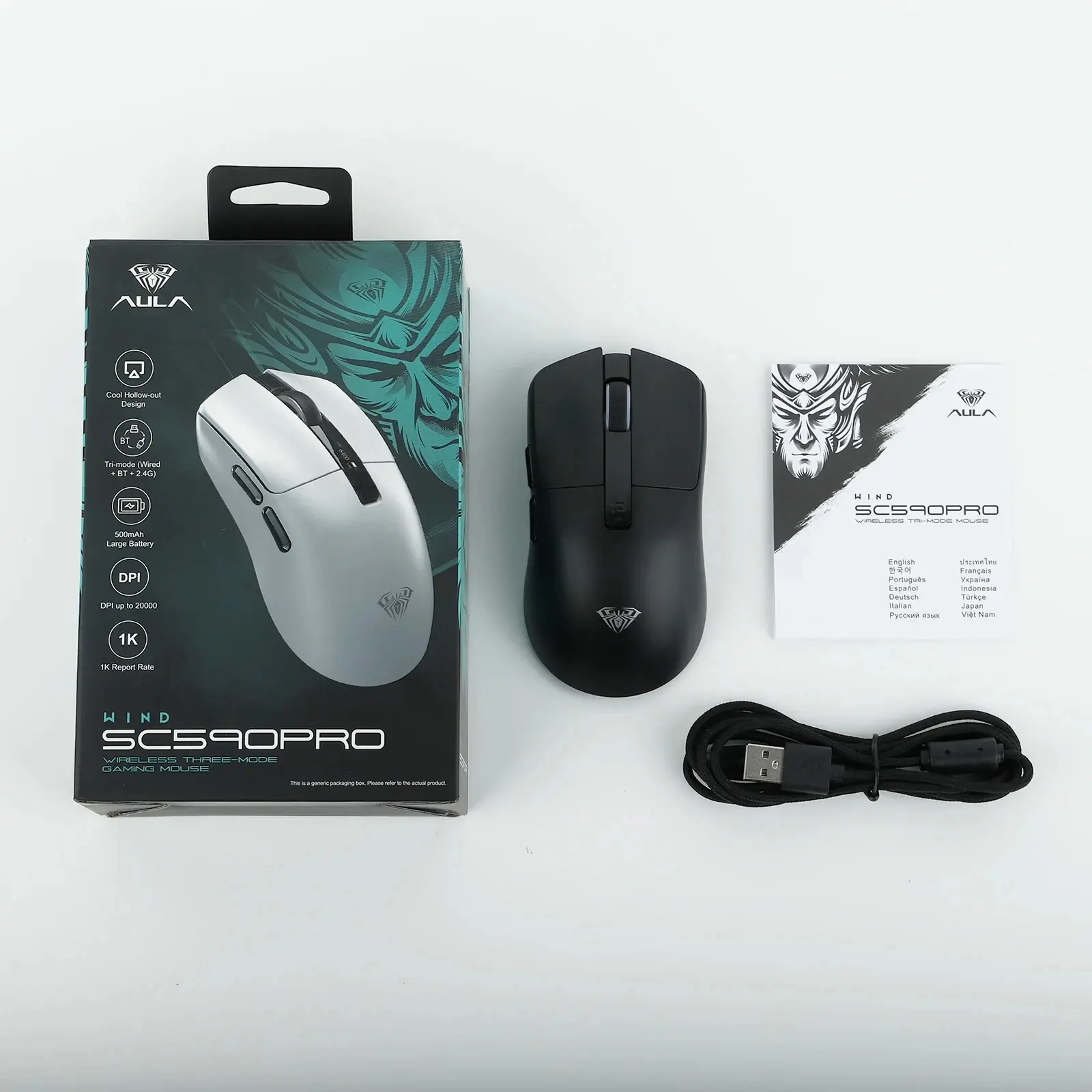 Aula професионална геймърска мишка Wireless Gaming Mouse SC590 PRO - Smart Display, Black - image 9