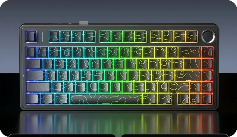 Aula геймърска механична клавиатура Wireless Gaming Mechanical Keyboard F75HE - Black King Magnetic Switch [Linear] (English US), Black, Gray - image 6