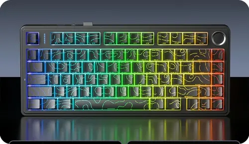 Aula геймърска механична клавиатура Wireless Gaming Mechanical Keyboard F75HE - Black King Magnetic Switch [Linear] (English US), Black, Gray - image 6