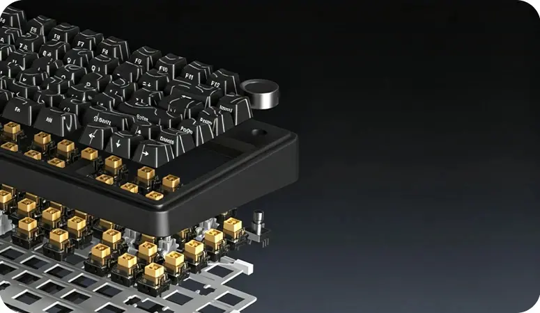 Aula геймърска механична клавиатура Wireless Gaming Mechanical Keyboard F75HE - Black King Magnetic Switch [Linear] (English US), Black Contour - image 3