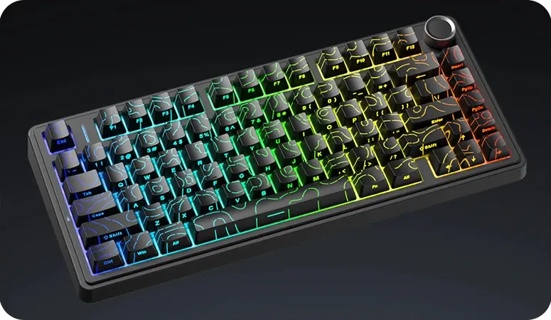 Aula геймърска механична клавиатура Wireless Gaming Mechanical Keyboard F75HE - Black King Magnetic Switch [Linear] (English US), Black Contour - image 5