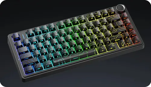 Aula геймърска механична клавиатура Wireless Gaming Mechanical Keyboard F75HE - Black King Magnetic Switch [Linear] (English US), Black Contour - image 5