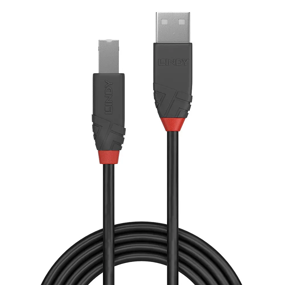 КАБЕЛ USB LINDY - USB to USB - USB 2.0 Type A to B Cable - Anthra Line - 5,0 m - Grey - PN 36675 - image 1