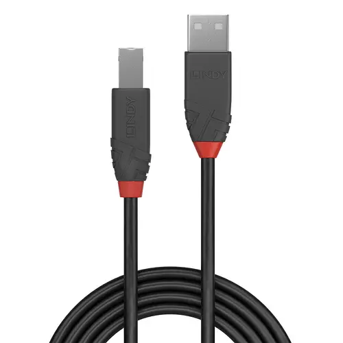 КАБЕЛ USB LINDY - USB to USB - USB 2.0 Type A to B Cable - Anthra Line - 5,0 m - Grey - PN 36675 - image 1