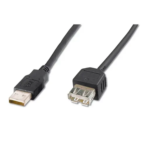 КАБЕЛ УДЪЛЖИТЕЛЕН USB DIGITUS - USB-A to mini USB-A - Type A-A, M/F, 3.0 m - Black - PN AK-300200-030-S