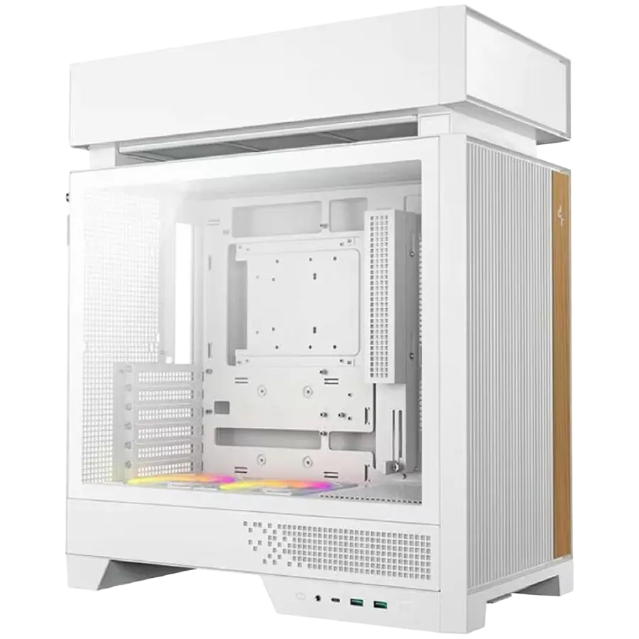 DeepCool CL660 WH, Mid Tower, Mini-ITX/Micro-ATX/ATX(Rear Connector), 2xUSB3.0, 1xUSB Type-C, 1xAudio, 2x120mm Pre-Installed ARGB Reverse Fans, Tempered Glass, Mesh Panel, White, R-CL660-WHNNA0-G-1 - image 1