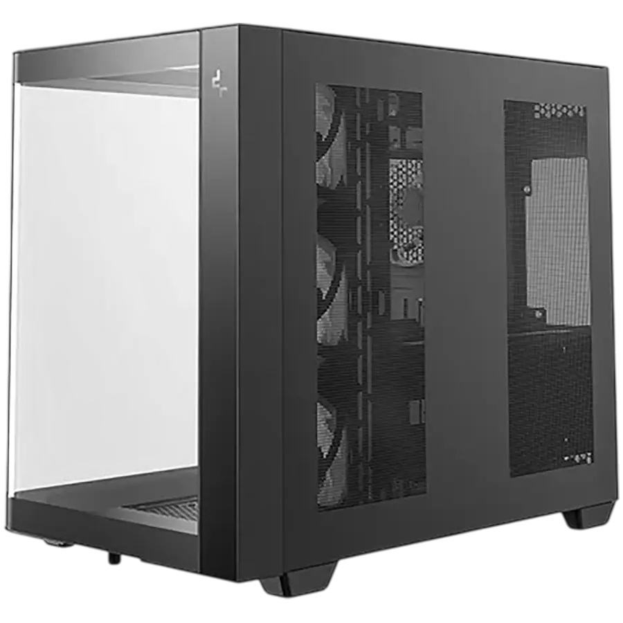 DeepCool CG530U 4F, Mid Tower, Mini-ITX/Micro-ATX/ATX, Rear Connector support, 2xUSB3.0, 1xType-C Gen 2, 1xAudio, 3x120mm ARGB Reverse Fan, 1x120mm ARGB Fan, Tempered Curved Glass, Mesh Panel, Black, 2Y, R-CG530U-BKAGA4-G - image 1