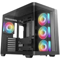 DeepCool CG530U 4F, Mid Tower, Mini-ITX/Micro-ATX/ATX, Rear Connector support, 2xUSB3.0, 1xType-C Gen 2, 1xAudio, 3x120mm ARGB Reverse Fan, 1x120mm ARGB Fan, Tempered Curved Glass, Mesh Panel, Black, 2Y, R-CG530U-BKAGA4-G