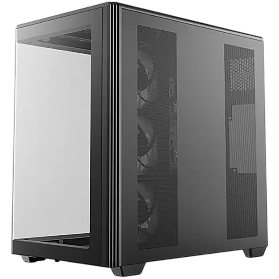 DeepCool CG590U 5F, Mid Tower, Mini-ITX/Micro-ATX/ATX, Rear Connector support, 2xUSB3.0, 1xType-C Gen 2, 1xAudio, 3x120mm ARGB Reverse Fan, 2x120mm ARGB Fans, Tempered Curved Glass, Mesh Panel, Black, 2Y, R-CG590U-BKAGA5-G - image 1