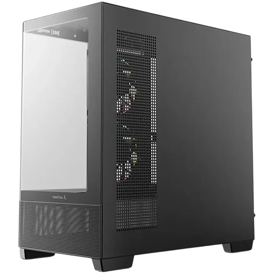DeepCool CG380U-3F, Mid Tower, Mini-ITX/Micro-ATX(Rear Connector), 2xUSB3.0, 1xUSB Type-C, 1xAudio, 3x120mm Pre-Installed ARGB Fans, Tempered Curved Glass, Mesh Panel, Black, 2Y, R-CG380U-BKAGM3-G - image 1