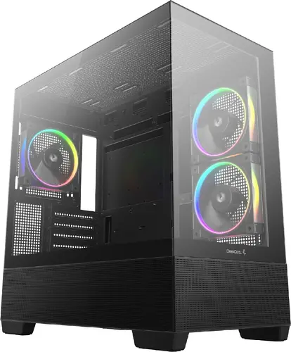 DeepCool CG380U-3F, Mid Tower, Mini-ITX/Micro-ATX(Rear Connector), 2xUSB3.0, 1xUSB Type-C, 1xAudio, 3x120mm Pre-Installed ARGB Fans, Tempered Curved Glass, Mesh Panel, Black, 2Y, R-CG380U-BKAGM3-G