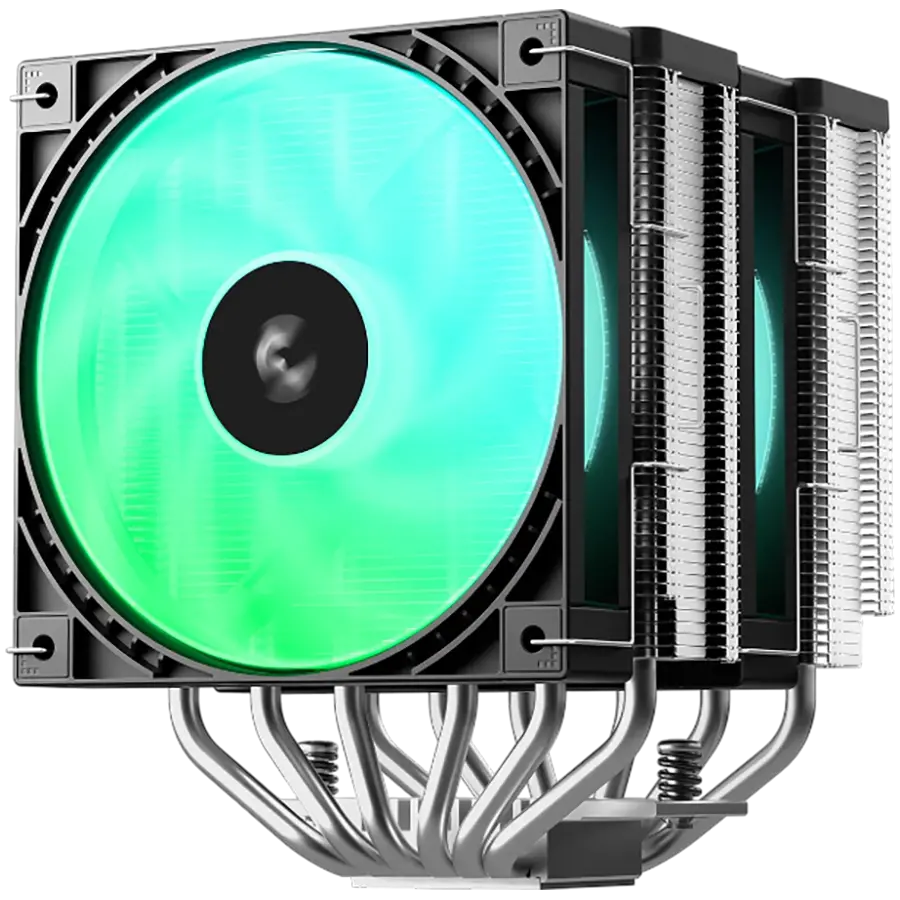 DeepCool AG620 G2 ARGB, Cooler CPU cu aer, 2x120mm ventilatoare PWM ARGB, TDP 270W, 6 heatpipe-uri, Negru, LGA1851/1700, AMD AM5/AM4, 129x136x159