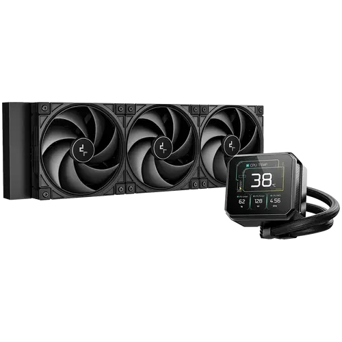 DeepCool SPARTACUS 360, Cooler CPU cu lichid 360mm, 3x120mm ventilatoare PWM, ecran IPS LCD 3.4'', Negru, LGA1851/1700, AMD AM5/AM4, 5 ani - 1