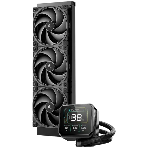 DeepCool SPARTACUS 420, 420mm CPU Liquid Cooler, 3x140mm PWM Fans, 3.4'' IPS LCD Screen, Black, LGA1851/1700, AMD AM5/AM4, 5Y, R-SPT420-BKDSMP-G-1 - image 1