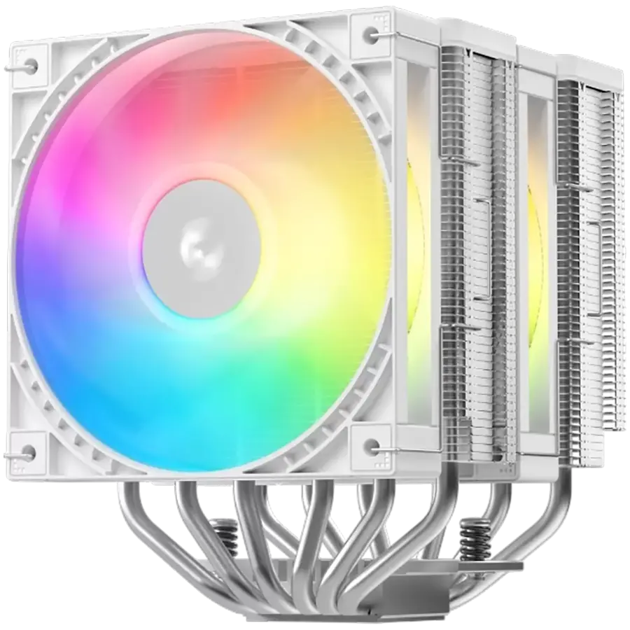 DeepCool AG620 G2 WH ARGB, Ψύκτρα αέρος CPU, 2 ανεμιστήρες 120mm PWM ARGB, TDP 270W, 6 Heatpipes, Λευκό, LGA1851/1700, AMD AM5/AM4, 129x136x159