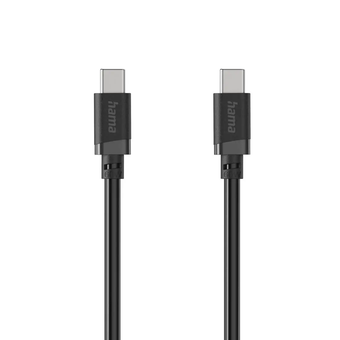 HAMA Кабел USB-C мъжко– USB-C мъжко, 60 W, 1 m, черен
