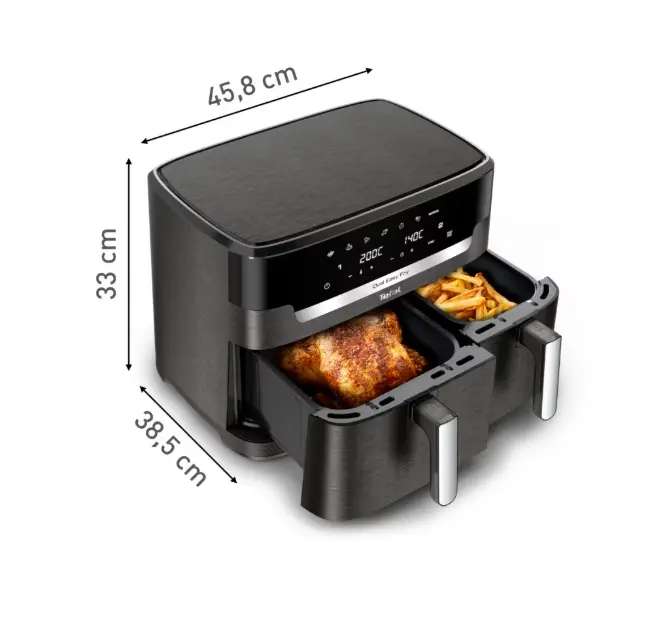 Уред за здравословно готвене, Tefal EY942HE0 Xxl Dual Easy Fry Coal Eu - image 3