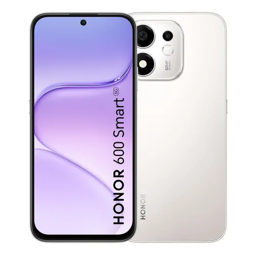Мобилен телефон, Honor 600 Smart Meteor Silver, Mark-N31A,5G, 6.872", LCD, 1592x720, Qualcomm Snapdragon 4 Gen 4 (2x2.3GHz+6x1.95GHz), 4GB, 128GB, 50+0.08MP/5MP, 7700mAh, FPT, BT, USB Type-C, IP64, Android 16, MagicOS 10.0