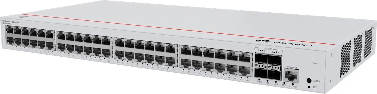 Комутатор Huawei S310-48P4X, 48x1G POE+, 4x10G SFP+, 380W, L2+