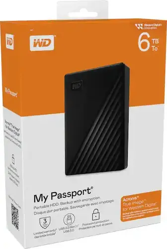 Външен хард диск Western Digital My Passport, 6TB, 2.5" черен - image 1