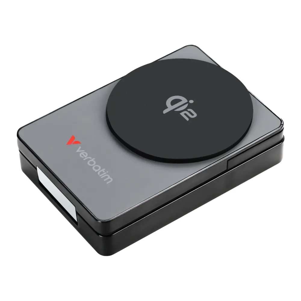 Външна батерия, Verbatim Foldable 3-in-1 Qi2 Magnetic Wireless Power Bank 5000 mAh Grey - image 1