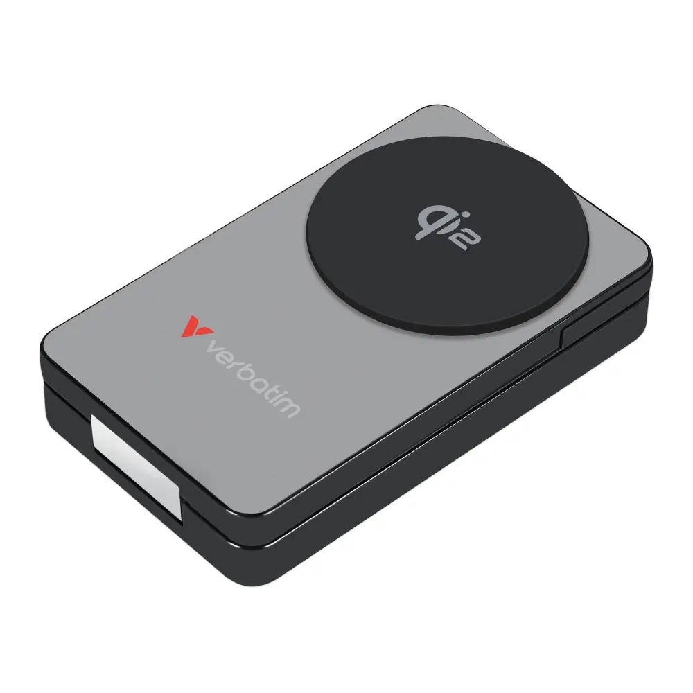 Външна батерия, Verbatim Foldable 3-in-1 Qi2 Magnetic Wireless Power Bank 10000 mAh Grey - image 1