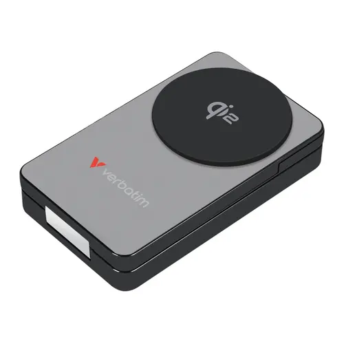 Външна батерия, Verbatim Foldable 3-in-1 Qi2 Magnetic Wireless Power Bank 10000 mAh Grey - image 1