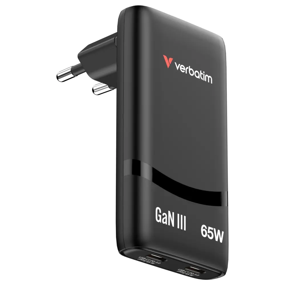 Зарядно устройство, Verbatim Fold 'n' Go GaN Charger 65W EU plug Black