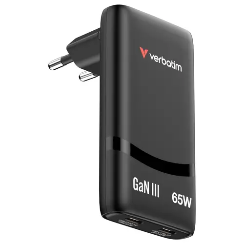 Зарядно устройство, Verbatim Fold 'n' Go GaN Charger 65W EU plug Black